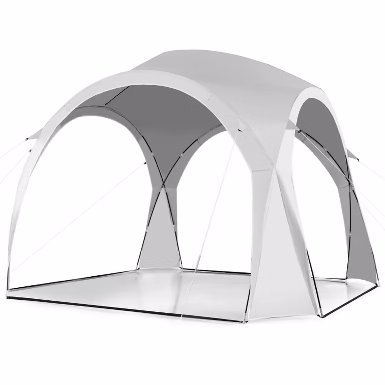 COSTWAY tenda da festa padiglione bianco, tenda da giardino padiglione da spiaggia UPF50+ protezione solare, tenda patio per 6-8 persone campeggio spiaggia 327x327x270cm