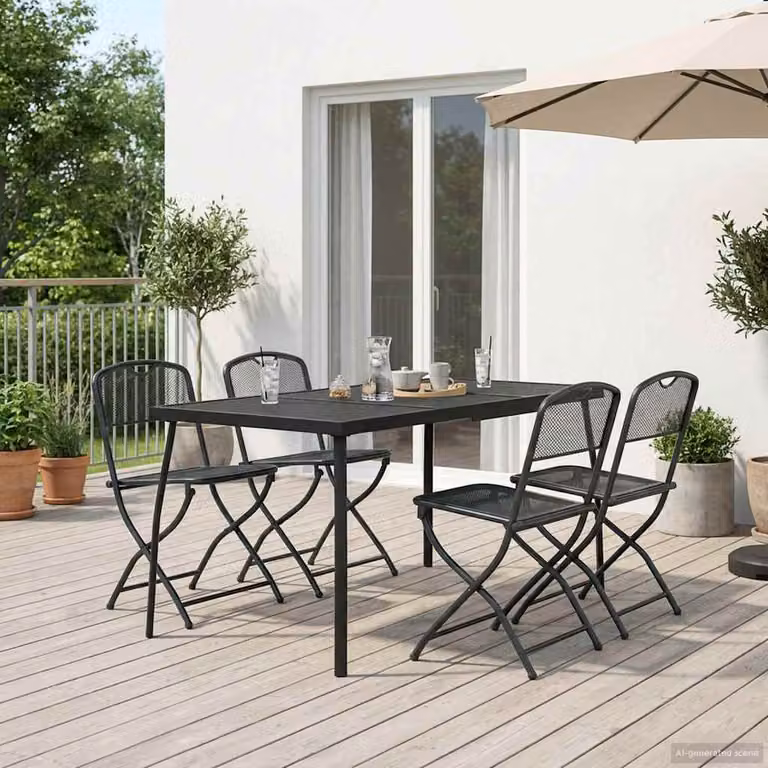 vidaXL Set di Mobili da Esterno 5 pz Antracite in Acciaio Verniciato a Polvere