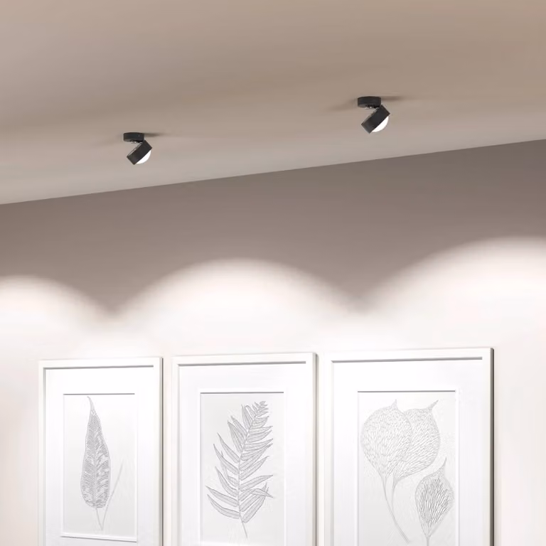 Top Light Puk! 80 Move spot LED lente antracite/cromo Move, dimmerabile, Nero, Soggiorno / Sala da pranzo, Alluminio, Moderno