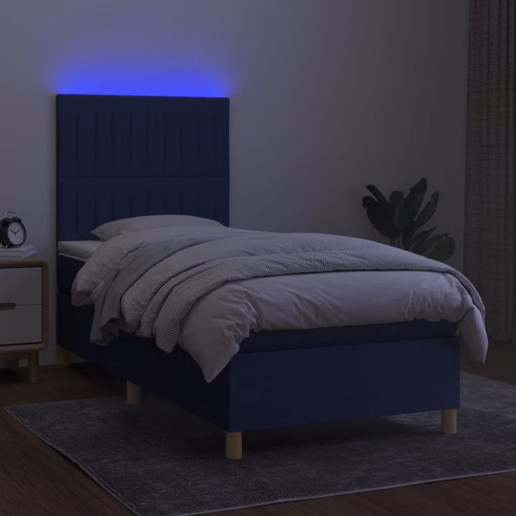 Maison Exclusive - Letto a Molle con Materasso e LED Blu 100x200cm in Tessuto