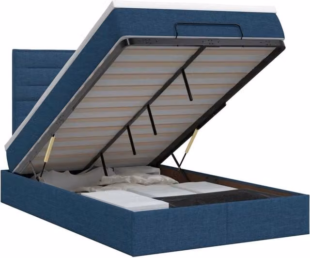 Letto ottomano con materasso Blu 120 x 190 cm Tessuto 3457396