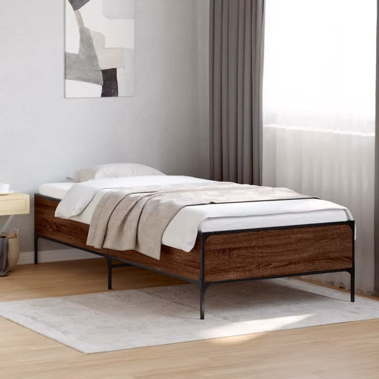 Giroletto vidaXL in legno e metallo colore rovere marrone, L/P/H: 90 x 200 x 203 cm
