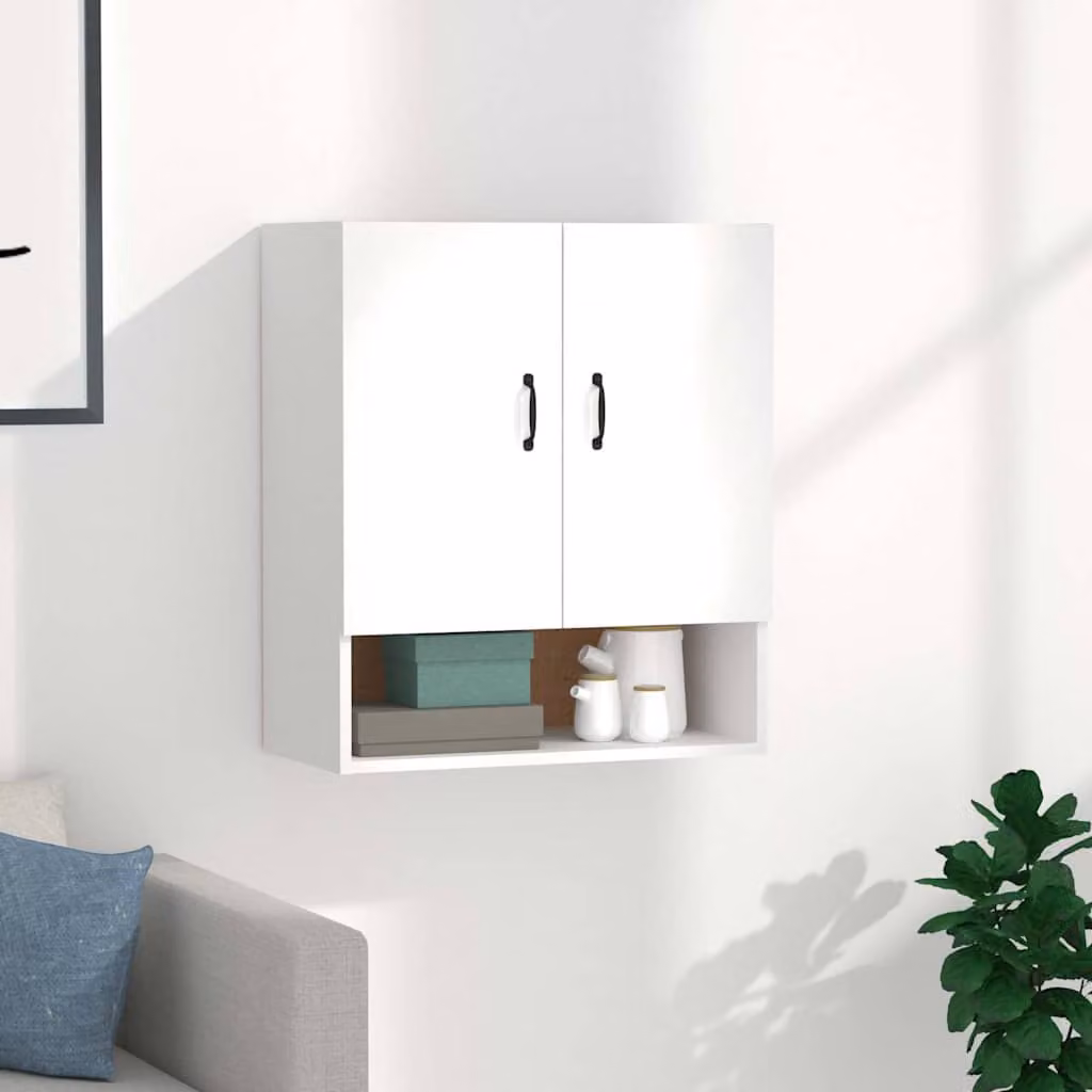 Armadietto a muro moderno vidaXL bianco in legno MDF con ripiani interni e ante a battente L 60 cm, P 31 cm, H 70 cm
