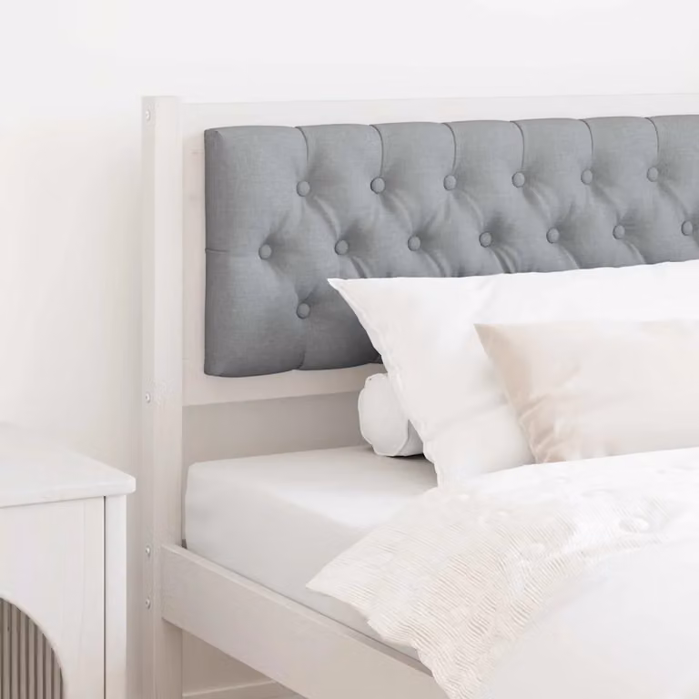 Testiera per letto imbottita vidaXL in legno di pino massello, Bianco e Grigio, 105,5 cm