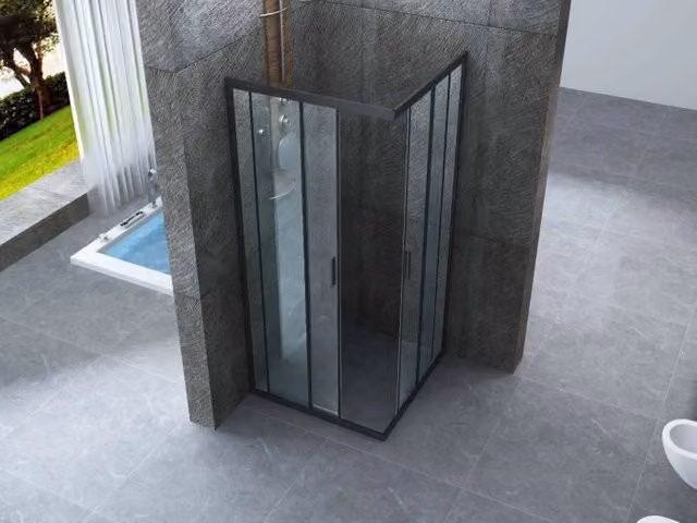 Box doccia scorrevole profilo nero cristallo 6mm trasparente anticalcare h.190cm Doliso Noir 80x110 cm