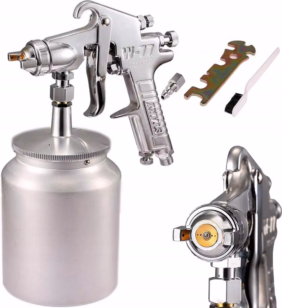Rosfix Pistola a Spruzzo Ad Alta Pressione – Ugello da 2 mm, Contenitore da 1 l | Acciaio Inossidabile, Ugello Rotante a 360°, 50-70 PSI