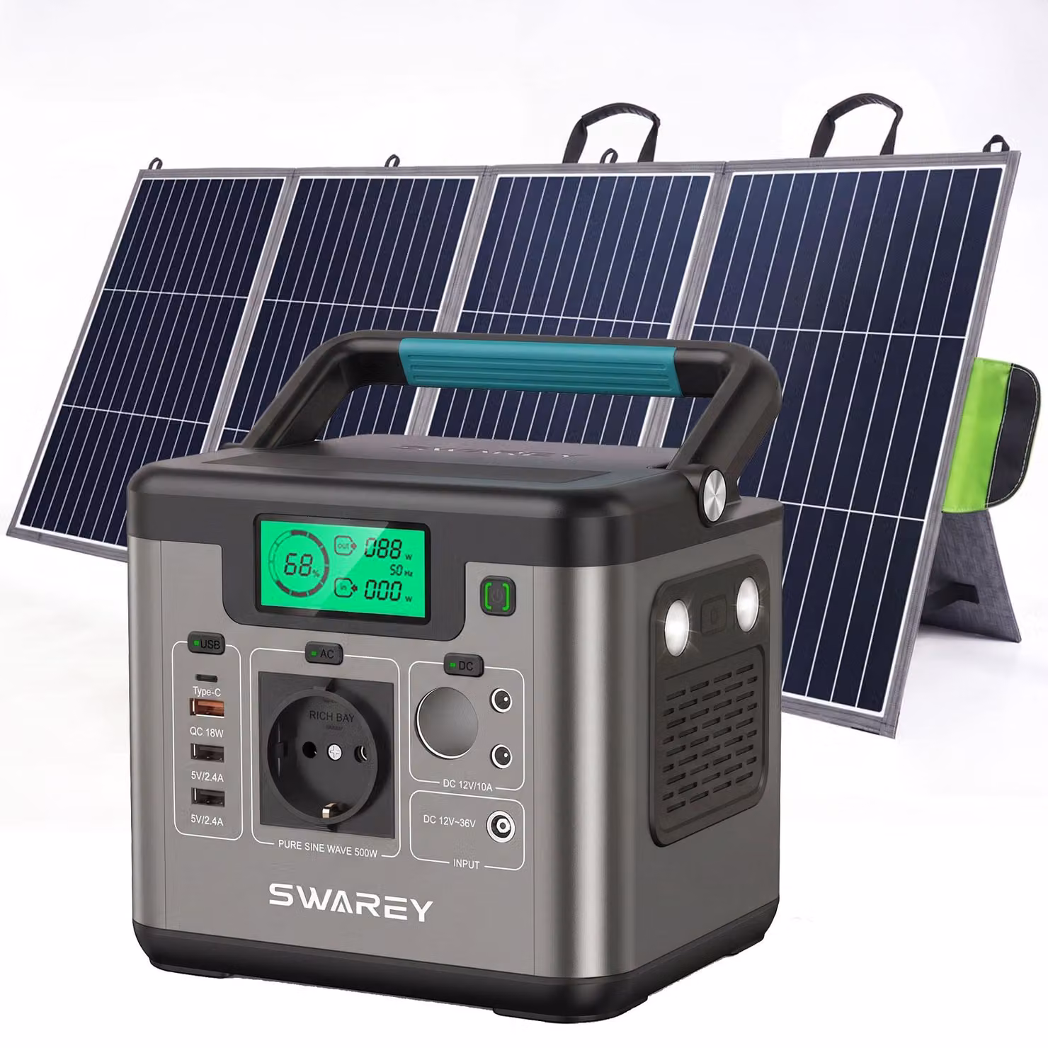 Portable power station S500 con pannello solare 200W,generatore solare 518Wh,500W(1000W picco) CA, generatore di emergenza,accumulo solare,65W USB-C