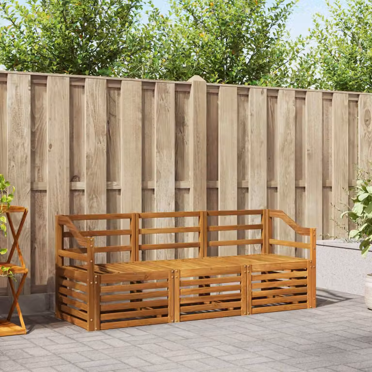 Set di divani da giardino vidaXL in legno di acacia massello marrone, 3 pezzi