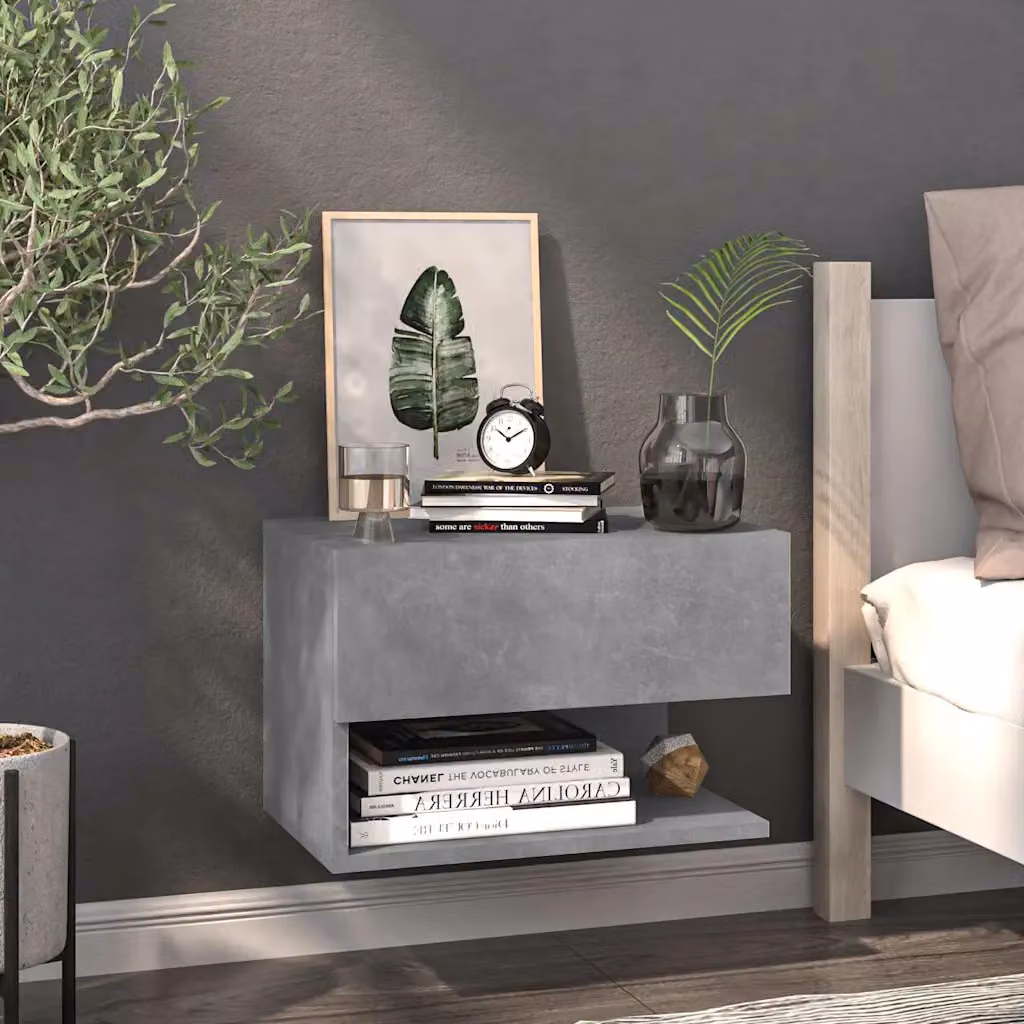 vidaXL Comodino a Muro Moderno Grigio Opaco in Legno e MDF