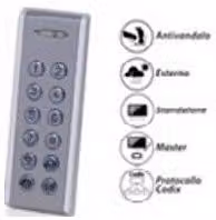 Tastiera metallica antivandalica slim Dieffematic INOX99 in acciaio inox color argento con accessori antifurto e allarme