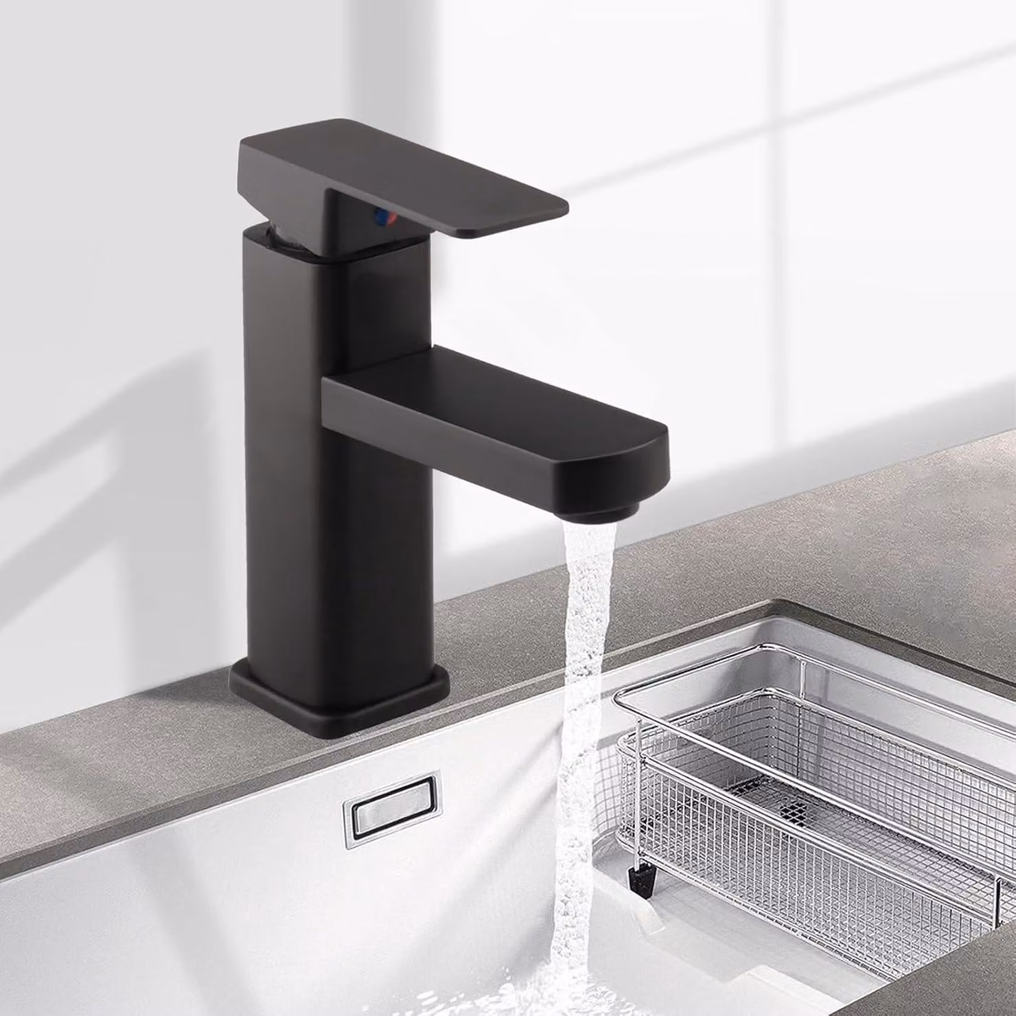 Miscelatore monocomando per lavabo, nero, per acqua calda e fredda, rubinetto da bagno, confezione da 1 pezzo