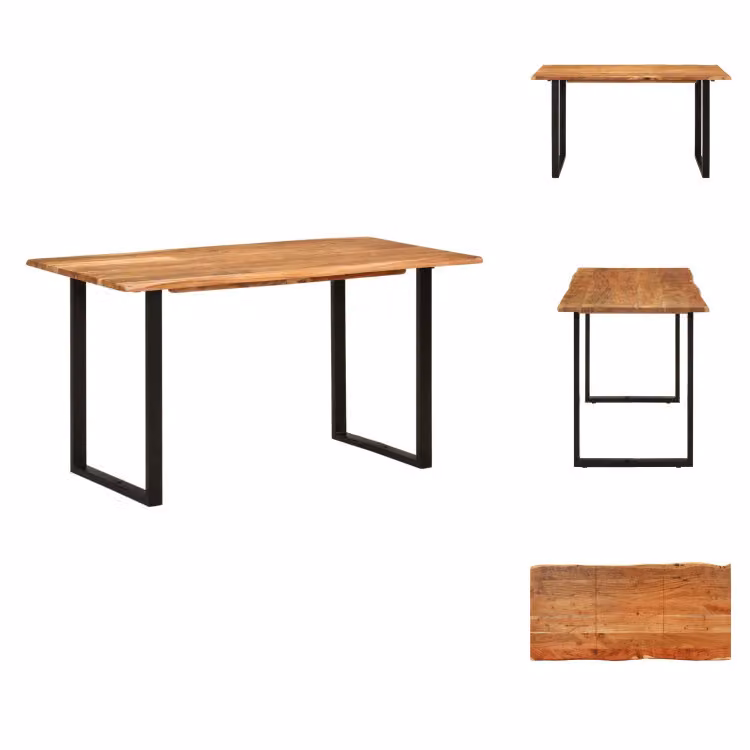 vidaXL Tavolo da pranzo 140×70×76 cm in legno massiccio di acacia - Tavoli da pranzo