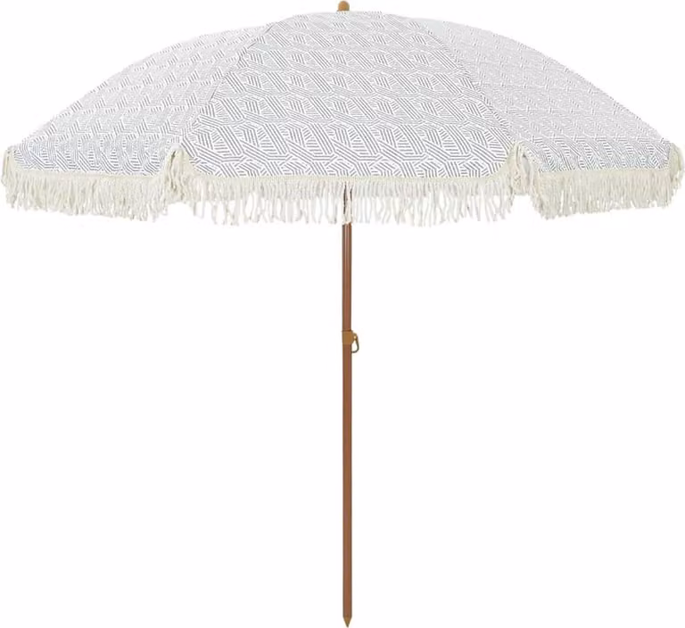 Ombrellone da Spiaggia Grigio e Bianco 205 x 205 x 210 cm