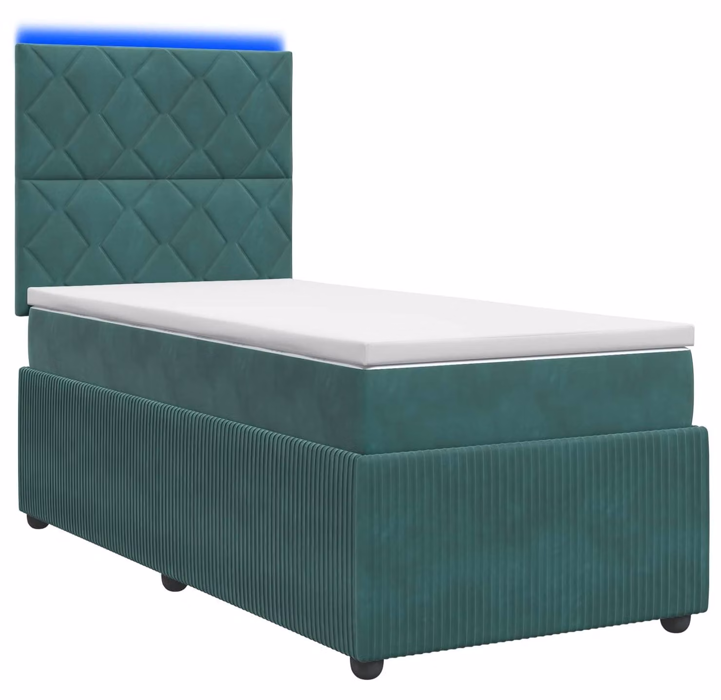 Letto a molle LED con materasso verde scuro 90 x 190 cm in velluto