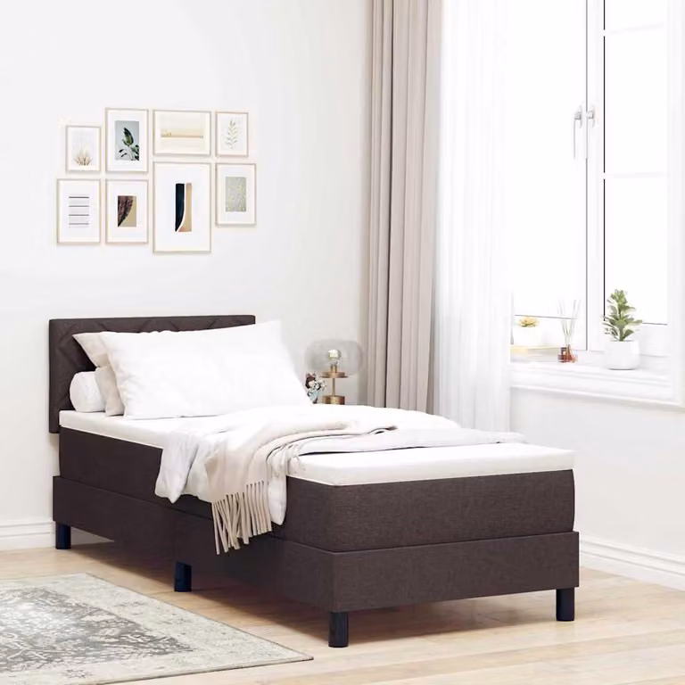 Maison Exclusive - Letto a molle con materasso Marrone Scuro 80 x 200 cm Tessuto
