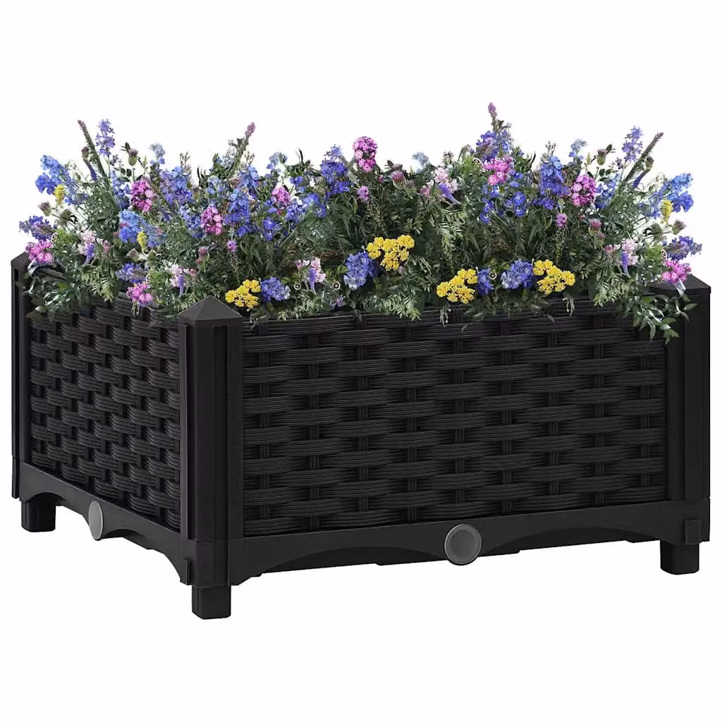 Fioriera Rialzata vidaXL in Plastica Nera L/P/H: 40 x 40 x 23 cm