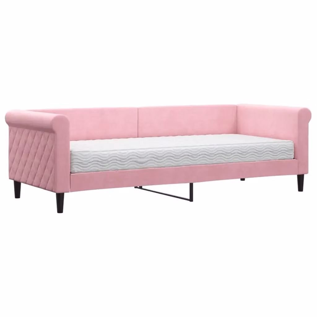 Divano Letto Moderno vidaXL in Velluto Rosa per Soggiorno e Camera da Letto – 2