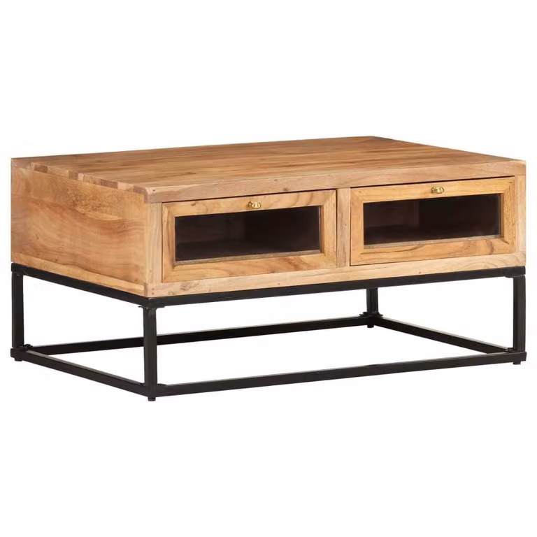 Tavolino 90x60x40 cm in legno massiccio di acacia
