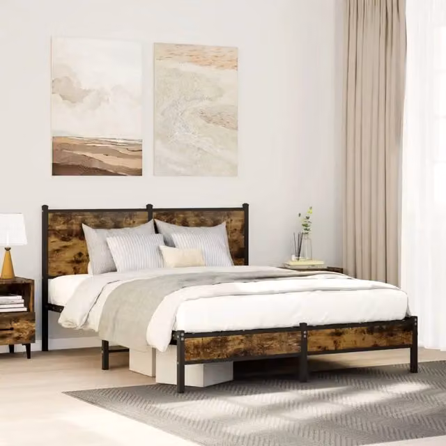 Giroletto senza Materaso in Metallo Rovere Fumo 137x190 cm 4007813