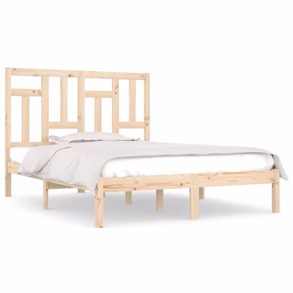 Giroletto Double in Legno Massello di Pino vidaXL, Bianco, L: 140,5 cm x P: 195,5 cm x H: 131 cm – 2