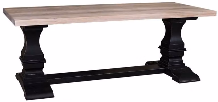 Tavolo da pranzo in stile rustico "Casa Padrino", finitura anticata, nero/color naturale, dimensioni 210 x 90 x 78 cm - Tavolo in legno massello