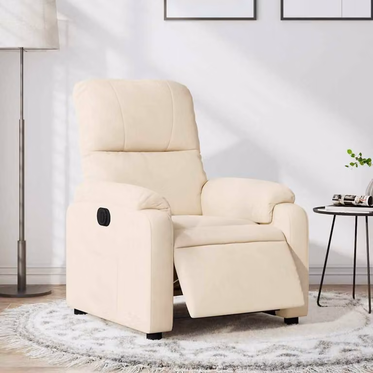 vidaXL Poltrona Reclinabile Elettrica Beige in Tessuto di Microfibra