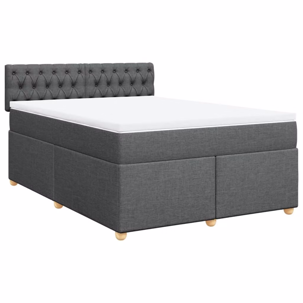 Giroletto a Molle con Materasso Grigio Scuro 160x200 cm Tessuto