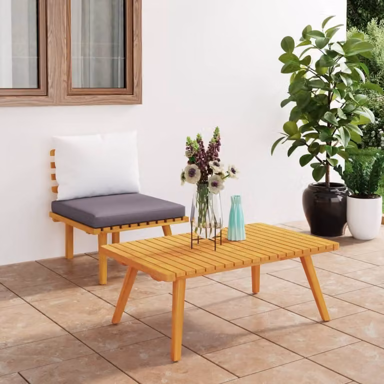 Maison Exclusive - Set da giardino 2 pezzi con cuscini in legno massello di acacia