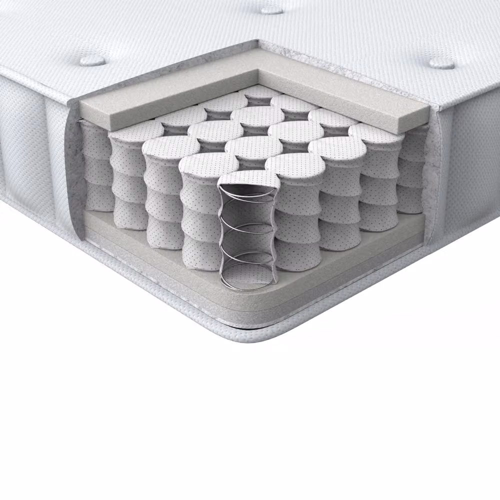 Materasso Singolo Beliani con Molle Pocket, Bifacciale in Tessuto Bianco, Rigidità Media H3, L 80 cm x P 200 cm – 2