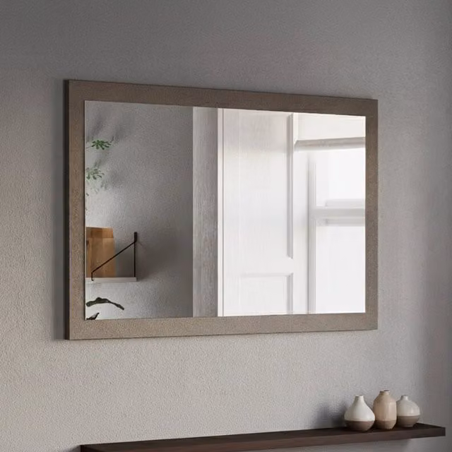 Specchio rettangolare Isontino da parete in legno e vetro, colore marrone bronzo, L: 110 cm, H: 68 cm – 1