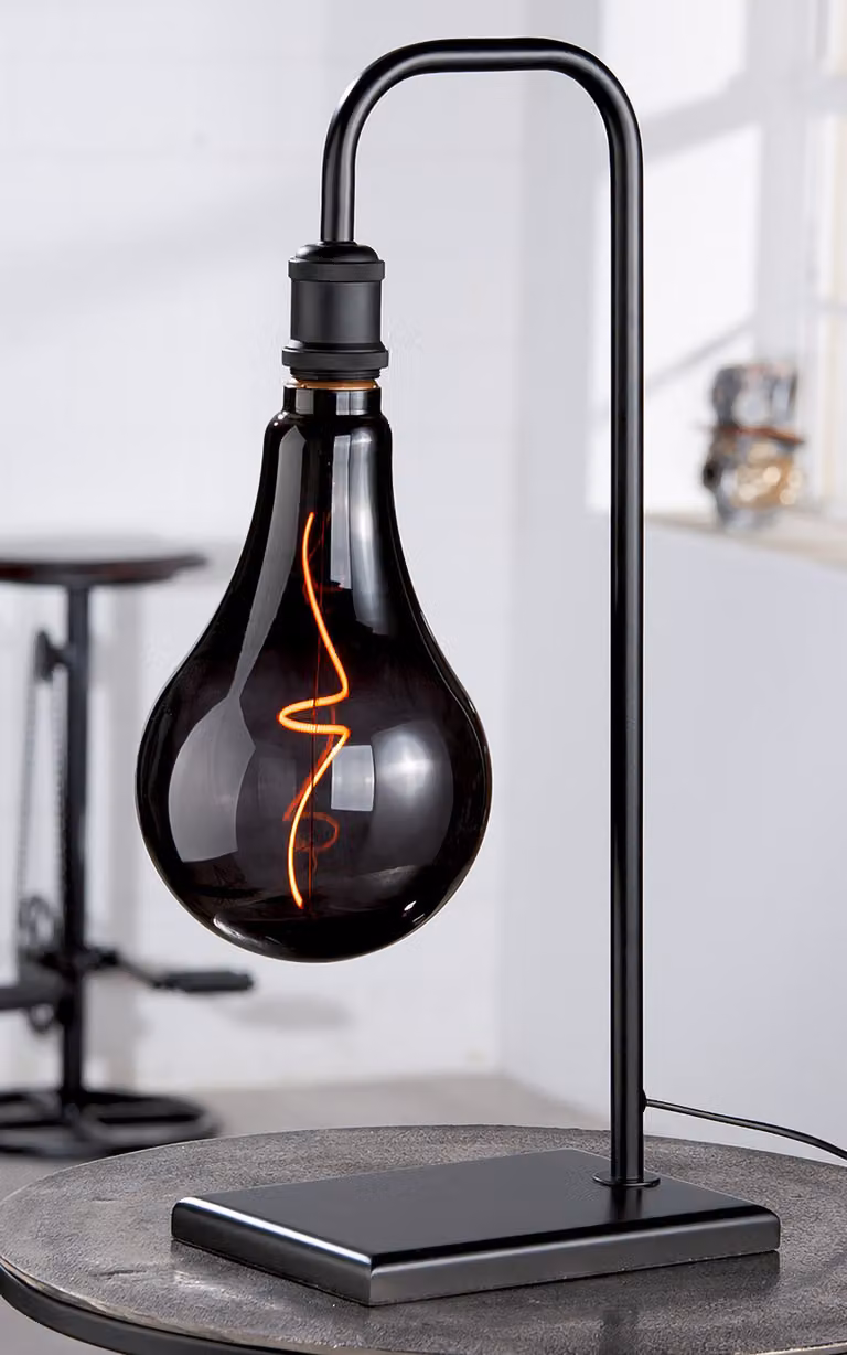 Gilde Tischleuchte, "Bulb", Metall, schwarz, VE 1, L. 17 cm, B. 28 cm, H. 57 cm 79916 4063387799161