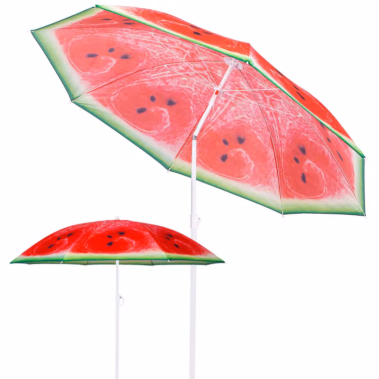 Ombrellone Ombrellone da spiaggia Diametro 160 cm Ombrellone da giardino Anguria Funzione di inclinazione Pieghevole incl. copertura protettiva Altezza regolabile Protezione solare
