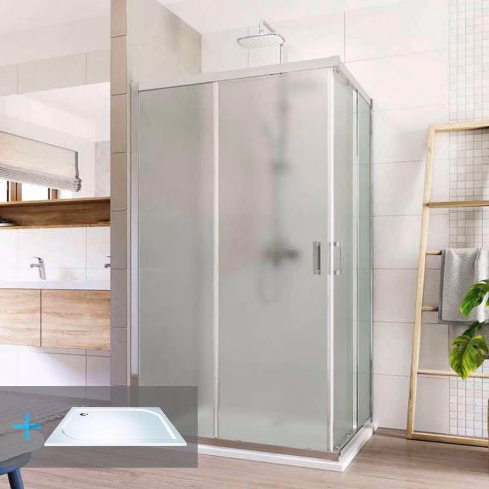 Mereo Set doccia LIMA, rettangolo, 100x120x100x190 cm, cromo ALU, vetro Point incl. piatto in marmo - CK85542KM