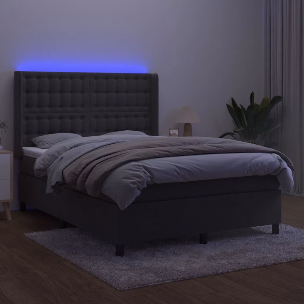 Maison Exclusive - Letto a Molle con Materasso e LED Grigio Scuro 140x190 cm