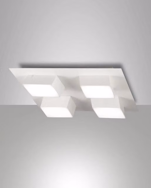 Plafoniera LED Quadrata Lucas di Fabas, Bianco, 48W, 4160lm, 3000K, Dimmerabile, Design Moderno IP20 – 1