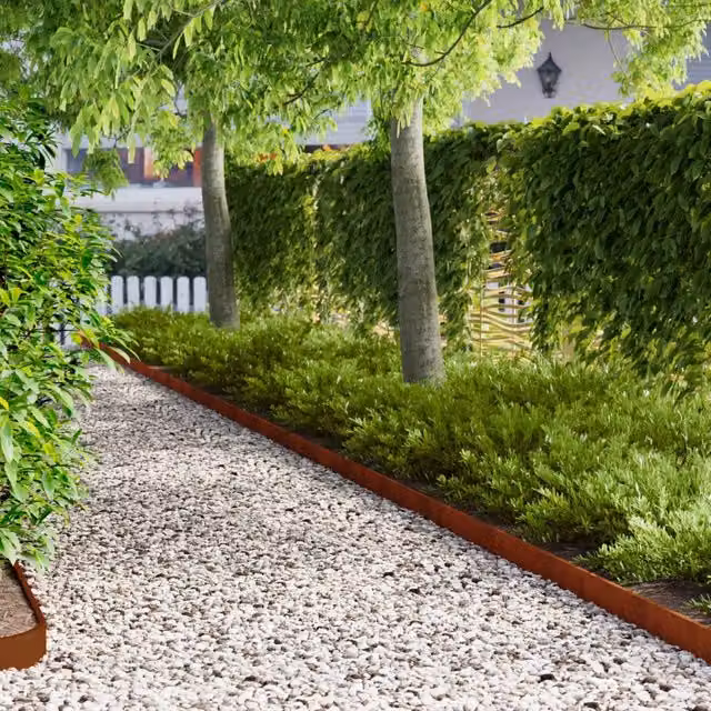 Bordura per Prato 50 pz 103 x 10 cm Acciaio Ruggine 8008349