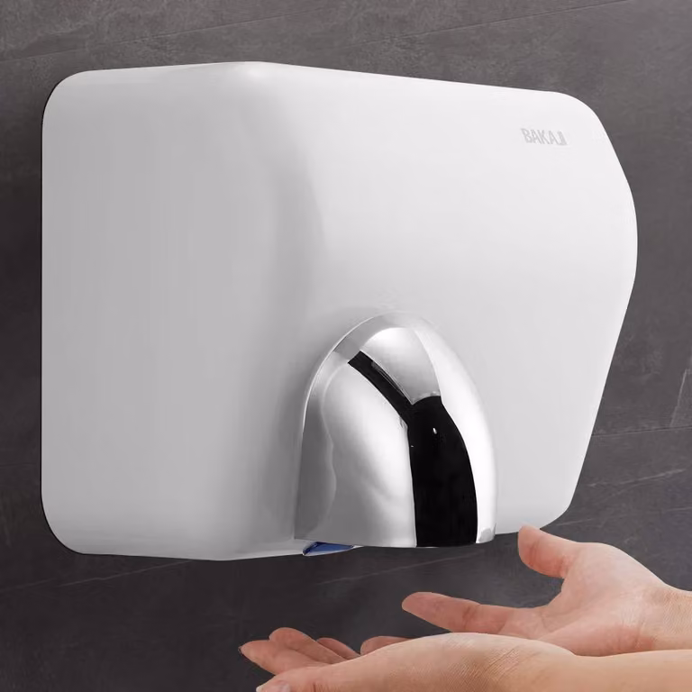 Asciugamani elettrico da parete, 2300 W, funzionamento automatico, dimensioni 23x21x6 cm