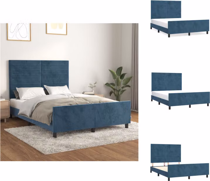 vidaXL Letto con testiera in velluto blu scuro 140x190 cm - Letti & Reti