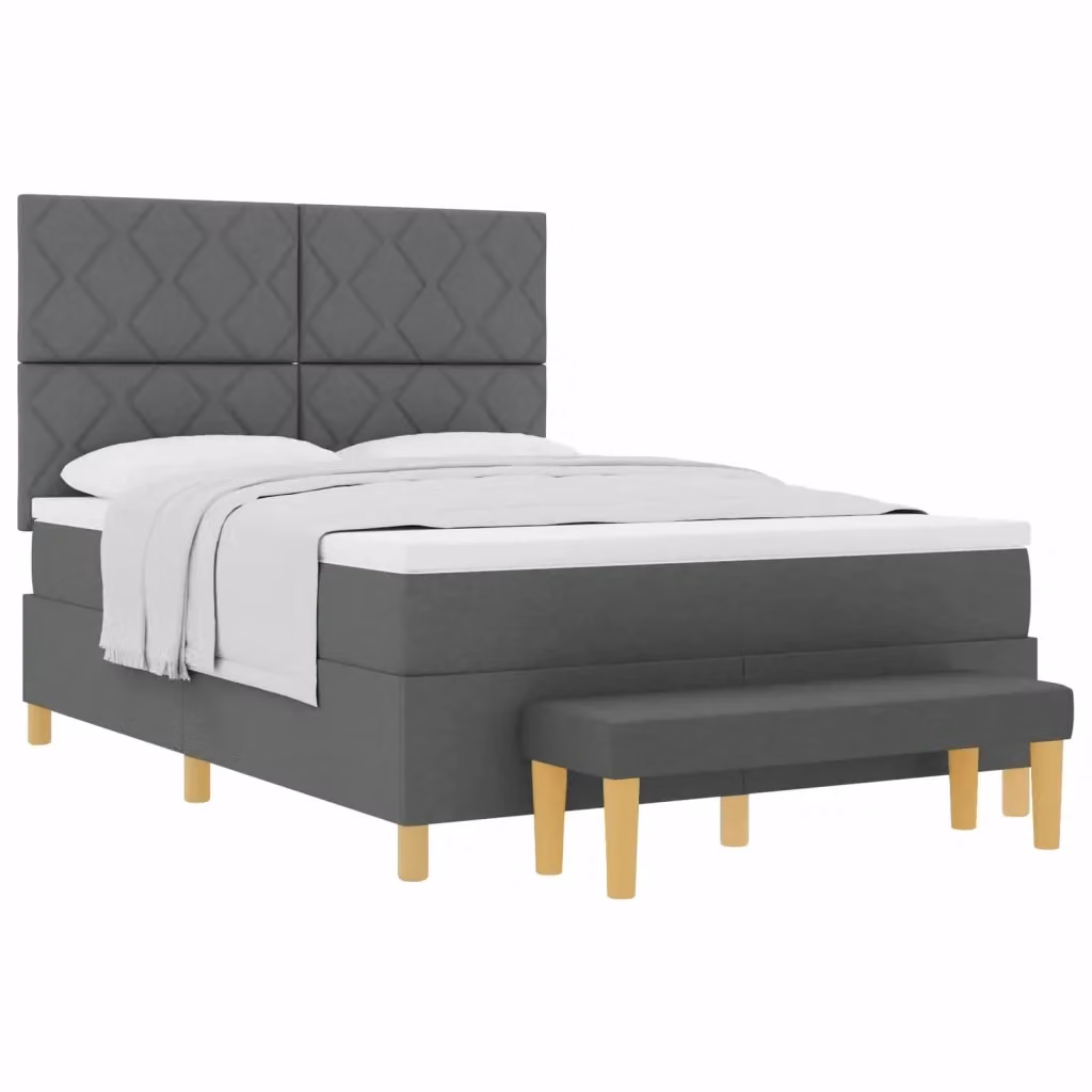 Letto matrimoniale moderno vidaXL con materasso in schiuma e struttura imbottita Grigio L: 160 cm, P: 200 cm, H: 128 cm – 2