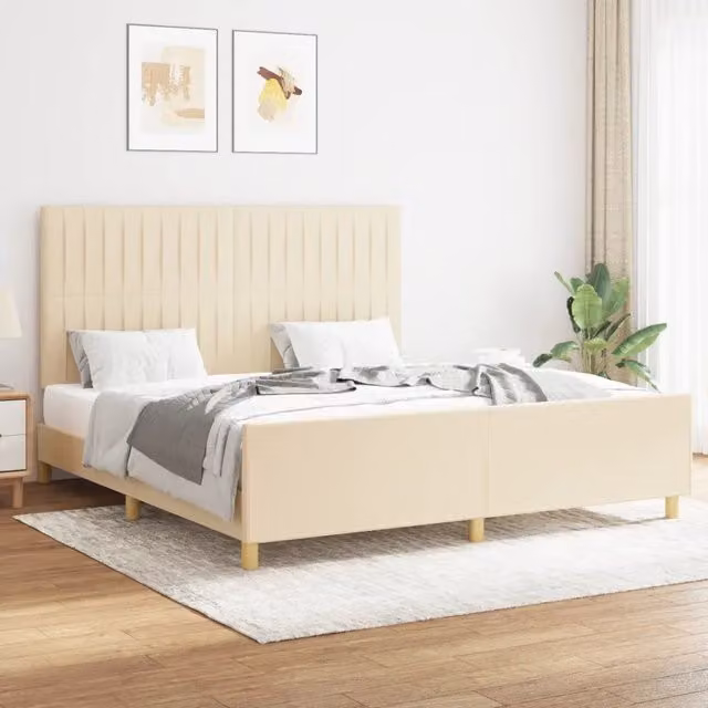 Giroletto senza Materasso-Struttura Letto Crema 160x200 cm in Tessuto 859440