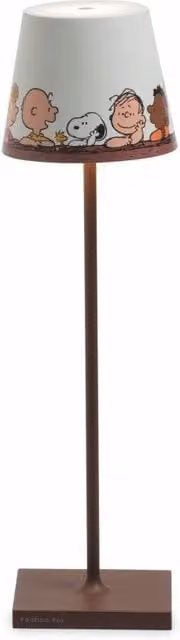 Lampada da tavolo Zafferano Poldina Pro Peanuts Together ricaricabile e dimmerabile con LED luce calda, resistente all'esterno IP65, bianca e marrone