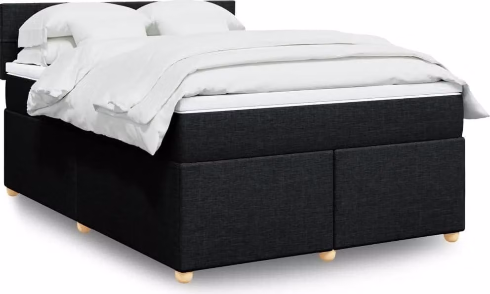 Maison Exclusive - Giroletto a Molle con Materasso Nero 160x200 cm in Tessuto