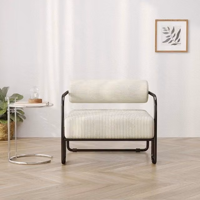 Poltrona Lounge ¨C Xylo ¨C Velluto a Coste, Struttura in Metallo Nero, 68.5x73x70.5