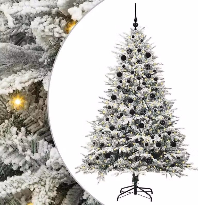 Albero di Natale Artificiale Pre-illuminato con Set di Palline