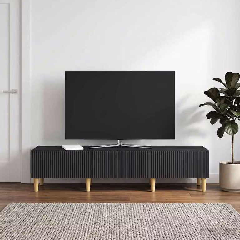 Mobile TV moderno vidaXL in legno ingegnerizzato nero L 147 cm x P 34,5 cm x H 30 cm
