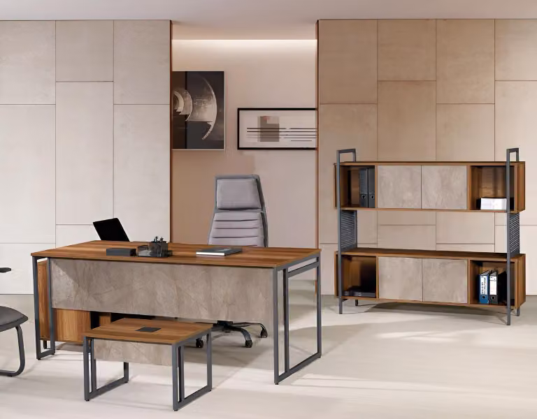 Klassischе Komplette Arbeitszimmermöbel Braun Eckbürotisch 3tlg Holz