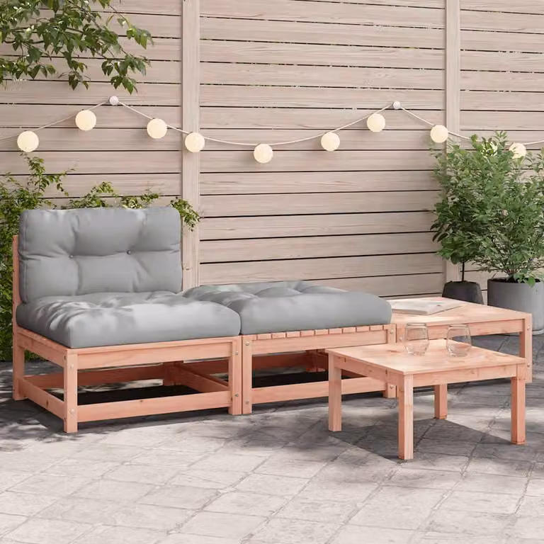 vidaXL Divano da Giardino Moderno in Legno Trattato con Cuscini e Poggiapiedi, Grigio e Marrone