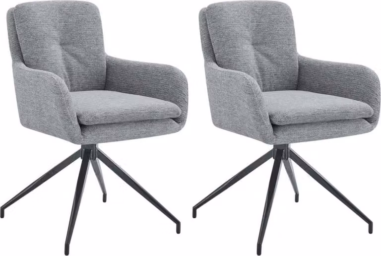 set di 2 sedie per sala da pranzo - sedie da cucina - funzione girevole a 180° | Colore: grigio