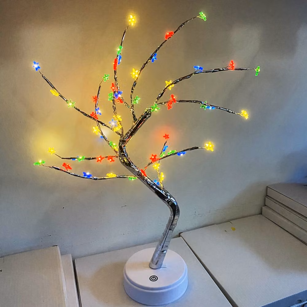 LED colorato stella lampada artificiale albero bonsai luce decorativa luci a batteria operata decorazione interna