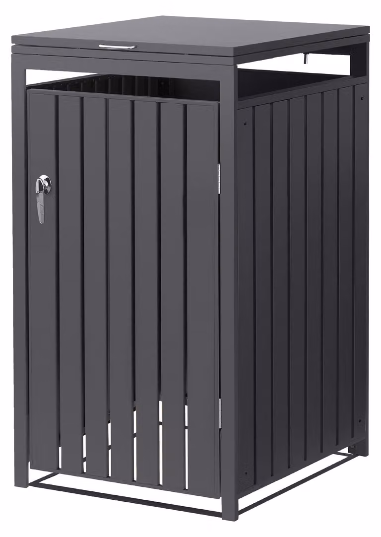 Contenitore per bidoni della spazzatura ML-Design, modello per 1 bidone da 1 tonnellata, capacità 240 litri, dimensioni 68x80x120 cm, colore antracite, materiale: acciaio, resistente agli agenti atmosferici e con chiusura a chiave